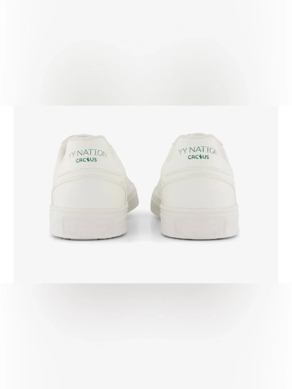 YY Nation  UNISEX White Low-Top Sneakers with Green Stripe Detail